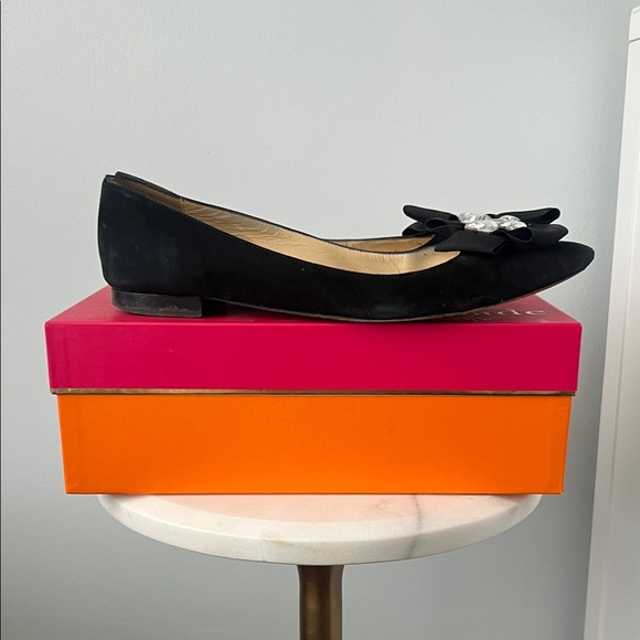 Kate Spade New York Black Suede Grosgrain Becca Flats Shoe Size 10 - Picture 5 of 8